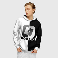 Толстовка 3D на молнии мужская Роблокс логотип, цвет: 3D-белый — фото 2