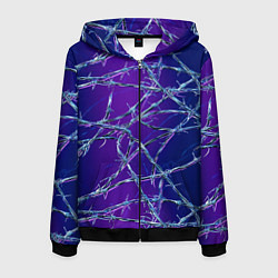 Толстовка 3D на молнии мужская Проволока на сине-фиолетовом фоне - абстрактная те, цвет: 3D-черный