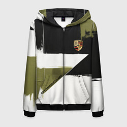 Толстовка 3D на молнии мужская Porsche эмблема, цвет: 3D-черный