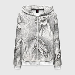 Толстовка 3D на молнии мужская Черепа лошадей - эскиз, цвет: 3D-белый