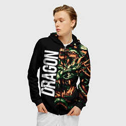 Толстовка 3D на молнии мужская Татуировка дракона ирезуми, цвет: 3D-черный — фото 2