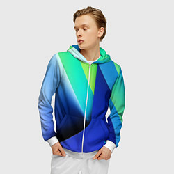 Толстовка 3D на молнии мужская Color blue green, цвет: 3D-белый — фото 2