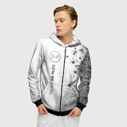 Толстовка 3D на молнии мужская Twenty One Pilots - white gradient по-вертикали, цвет: 3D-черный — фото 2