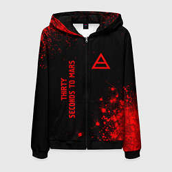 Толстовка 3D на молнии мужская Thirty Seconds to Mars - red gradient вертикально, цвет: 3D-черный