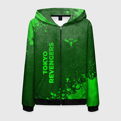 Толстовка 3D на молнии мужская Tokyo Revengers - green gradient вертикально, цвет: 3D-черный