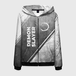 Мужская толстовка на молнии Demon Slayer - grey gradient вертикально