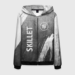 Толстовка 3D на молнии мужская Skillet - grey gradient вертикально, цвет: 3D-черный