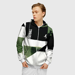 Толстовка 3D на молнии мужская Футбол на фоне брызг красок, цвет: 3D-белый — фото 2