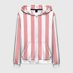 Толстовка 3D на молнии мужская Полосы розозые, цвет: 3D-белый