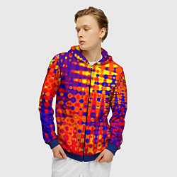 Толстовка 3D на молнии мужская Пламенный сочный оранжево-синий, цвет: 3D-синий — фото 2