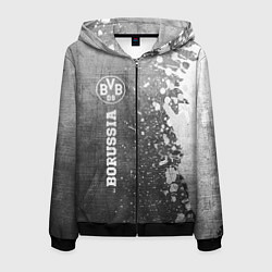 Толстовка 3D на молнии мужская Borussia - grey gradient по-вертикали, цвет: 3D-черный