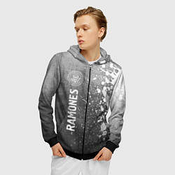 Толстовка 3D на молнии мужская Ramones - grey gradient по-вертикали, цвет: 3D-черный — фото 2