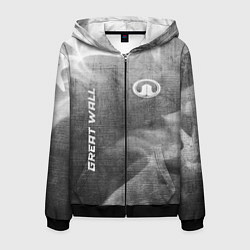 Толстовка 3D на молнии мужская Great Wall - grey gradient вертикально, цвет: 3D-черный