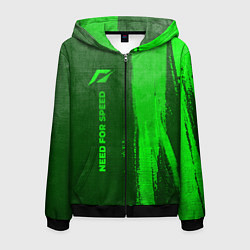 Толстовка 3D на молнии мужская Need for Speed - green gradient по-вертикали, цвет: 3D-черный