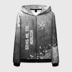 Толстовка 3D на молнии мужская Bring Me the Horizon - grey gradient вертикально, цвет: 3D-черный