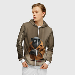 Толстовка 3D на молнии мужская Шпиониро Голубиро мем, цвет: 3D-белый — фото 2