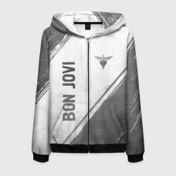 Мужская толстовка на молнии Bon Jovi - white gradient вертикально