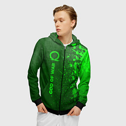 Толстовка 3D на молнии мужская God of War - green gradient по-вертикали, цвет: 3D-черный — фото 2