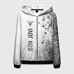Мужская толстовка на молнии Bon Jovi - white gradient по-вертикали