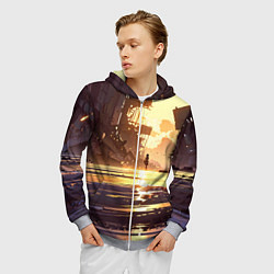 Толстовка 3D на молнии мужская Аниме под солнцем, цвет: 3D-меланж — фото 2
