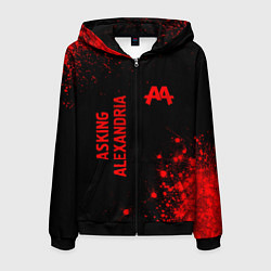 Толстовка 3D на молнии мужская Asking Alexandria - red gradient вертикально, цвет: 3D-черный