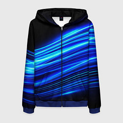 Толстовка 3D на молнии мужская Синие неоновые линии краски, цвет: 3D-синий