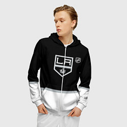 Толстовка 3D на молнии мужская Лос Анджелес Кингз хоккей, цвет: 3D-белый — фото 2