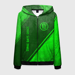 Мужская толстовка на молнии Three Days Grace - green gradient вертикально