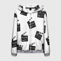 Толстовка 3D на молнии мужская Съёмочная хлопушка, цвет: 3D-меланж