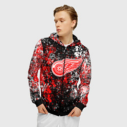 Толстовка 3D на молнии мужская Detroit Red Wings NHL black, цвет: 3D-черный — фото 2