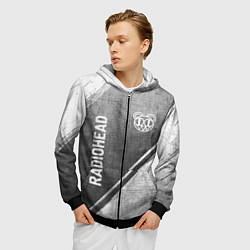 Толстовка 3D на молнии мужская Radiohead - grey gradient вертикально, цвет: 3D-черный — фото 2