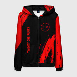Мужская толстовка на молнии Twenty One Pilots - red gradient вертикально