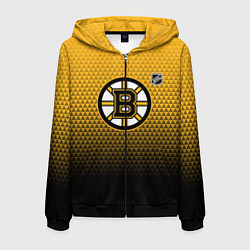 Толстовка 3D на молнии мужская Бостон Брюинз - геометрический градиент, цвет: 3D-черный