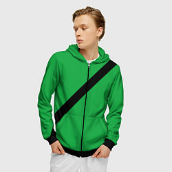 Толстовка 3D на молнии мужская Ремень безопасности, зеленый, цвет: 3D-черный — фото 2