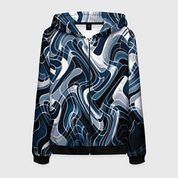 Мужская толстовка на молнии Тёмно-синий искажённая абстракция