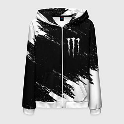 Мужская толстовка на молнии Monster energy краски штрихи белые