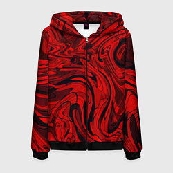 Толстовка 3D на молнии мужская Красный смешение пластика, цвет: 3D-черный