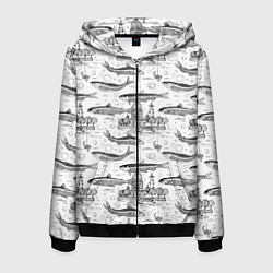 Мужская толстовка на молнии Корюшка и рыбалка в Питере паттерн