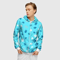 Толстовка 3D на молнии мужская Текстура голубой гавайской рубашки, цвет: 3D-белый — фото 2
