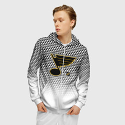 Толстовка 3D на молнии мужская Сент Луис Блюз - белый градиент, цвет: 3D-белый — фото 2