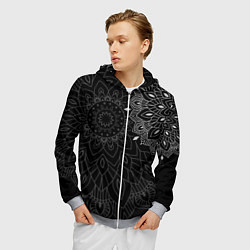 Толстовка 3D на молнии мужская Солнечный узор, цвет: 3D-меланж — фото 2