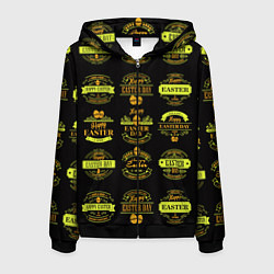 Толстовка 3D на молнии мужская Easter holidays, цвет: 3D-черный