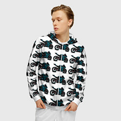 Толстовка 3D на молнии мужская Motorbike blue, цвет: 3D-белый — фото 2