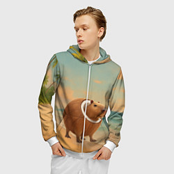 Толстовка 3D на молнии мужская Бурбалони Лулиоли мем, цвет: 3D-белый — фото 2