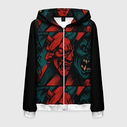 Толстовка 3D на молнии мужская Демоны Oni - нейроарт, цвет: 3D-белый