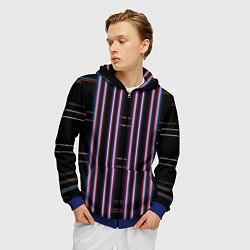 Толстовка 3D на молнии мужская Neon red blue black, цвет: 3D-синий — фото 2