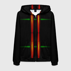 Толстовка 3D на молнии мужская Neon black green circles, цвет: 3D-черный