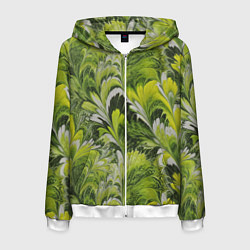 Толстовка 3D на молнии мужская Мраморный абстрактный паттерн - зеленые и желтые о, цвет: 3D-белый