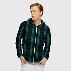 Толстовка 3D на молнии мужская Color blue dark stripe, цвет: 3D-меланж — фото 2