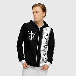 Толстовка 3D на молнии мужская Doom символы марса, цвет: 3D-белый — фото 2